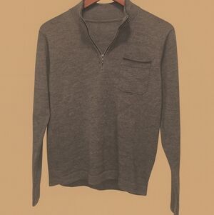 Toscano  Polo Sweater 50% Merino Wool  Men’s Small Gray
